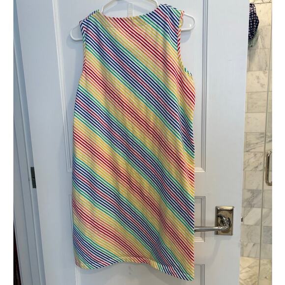 Lands' End Size M Medium 10 - 12 Rainbow Striped Tank Dress - Picture 3 of 6